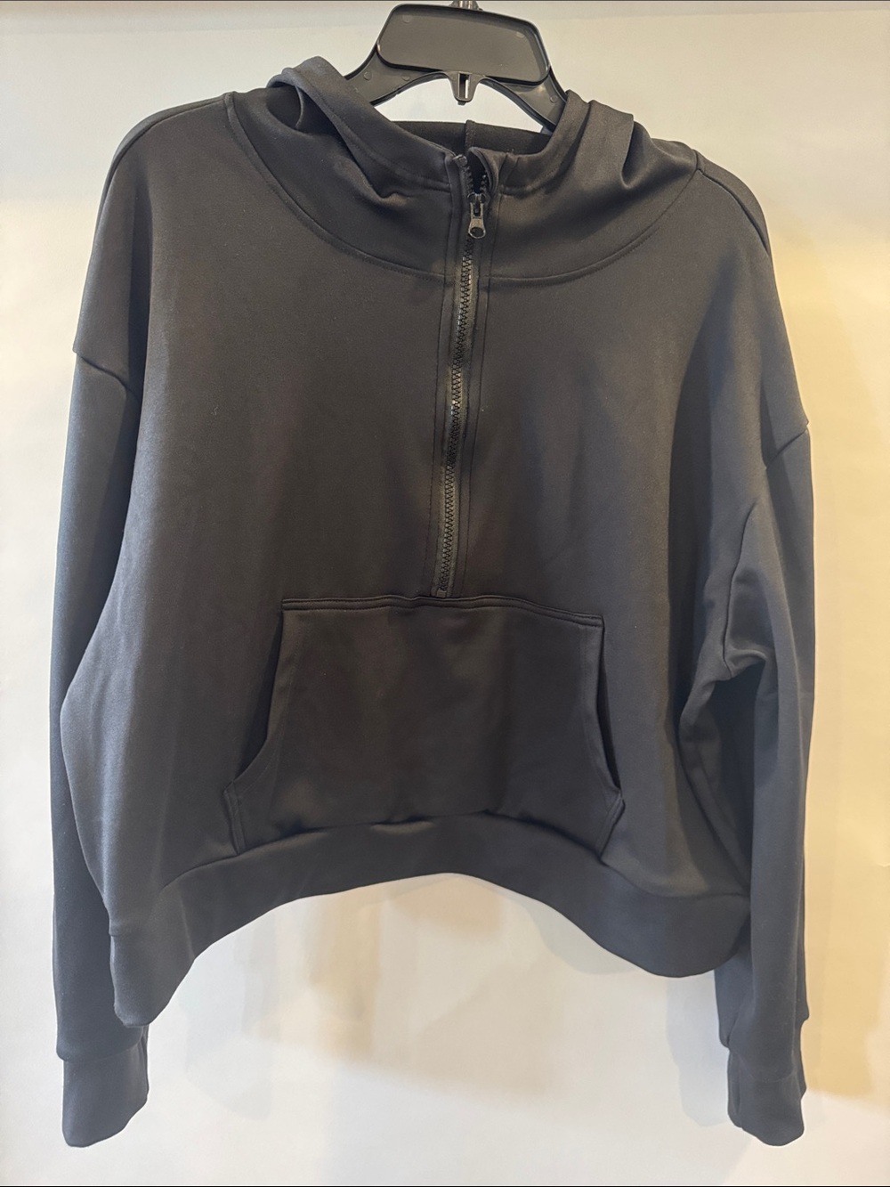 Women's Black Half-Zip Hoodie Sweatshirt